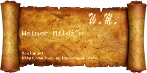 Weiner Milán névjegykártya